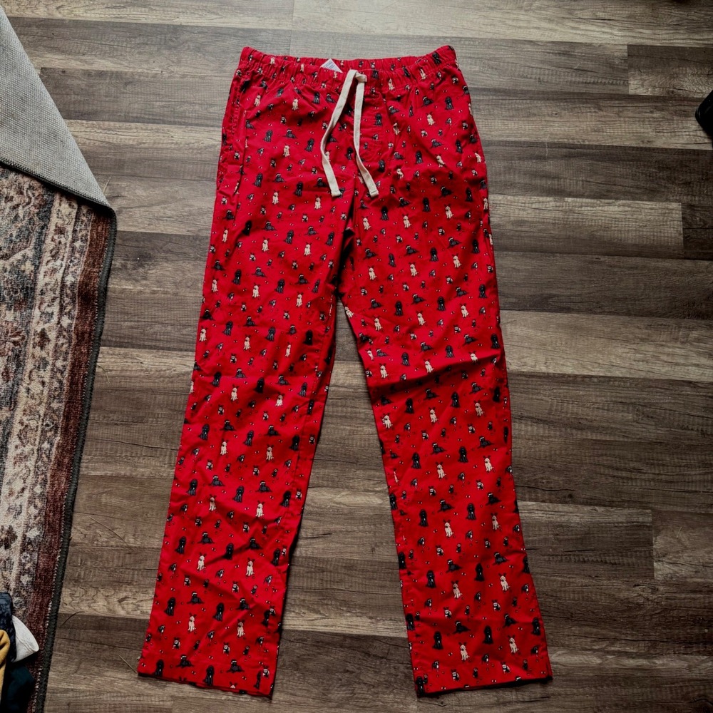 Vineyard Vines Mens Small Red Holiday Festive Dog Print Pajama Pants Lounge Wear